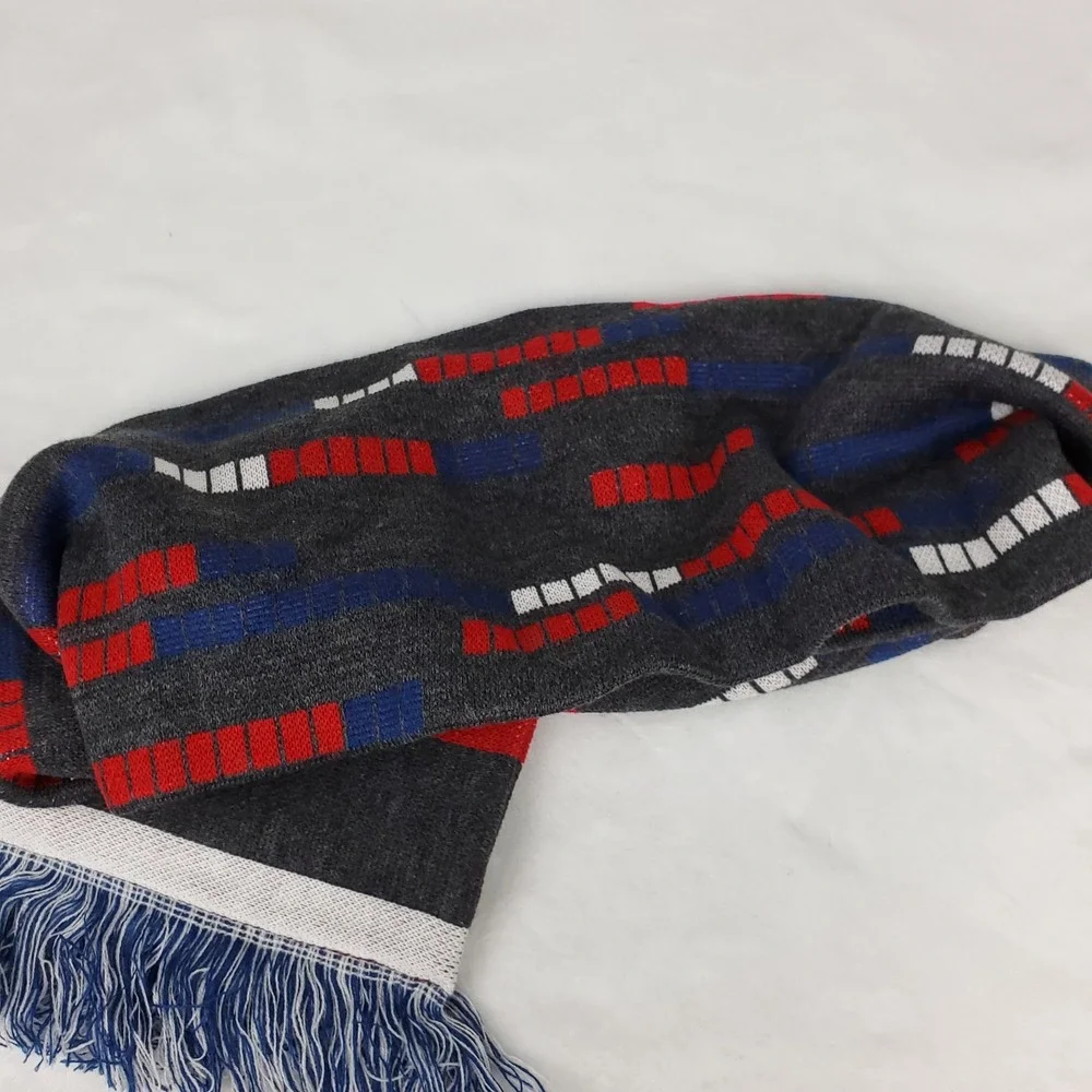 New York Rangers Mitchell and Ness NHL Knit Scarf‎ Embroidery Logo Gray Red New